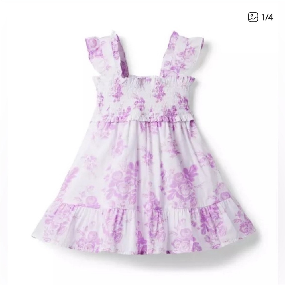 Janie and jack The Emily Floral Smocked purple floral 7 Sundress - Picture 2 of 6
